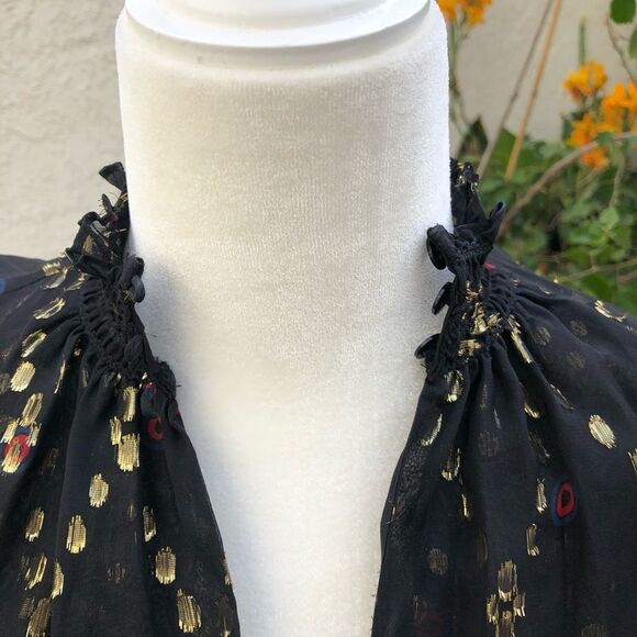 A.L.C. Tula split neck long sleeve silk metallic dress size 0 - Picture 4 of 6